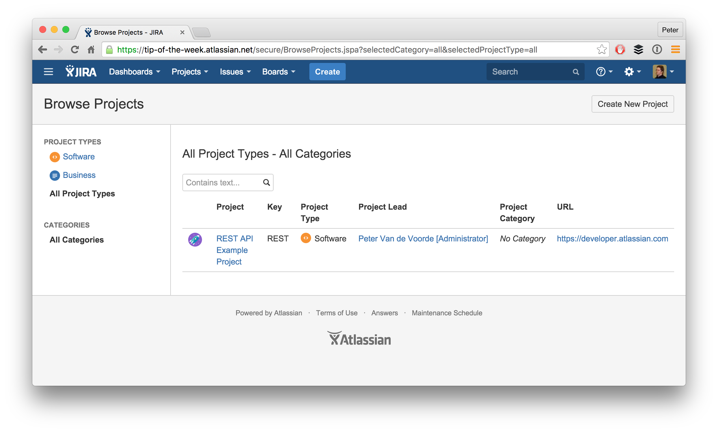 REST API Project in JIRA Software